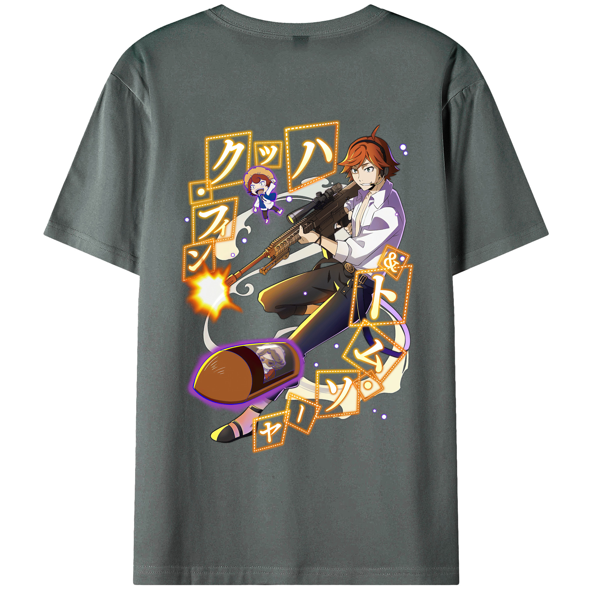 （画像用） 文豪ストレイドッグス Bungo Stray Dogs 綿100％ メンズ半袖Tシャツ（バックプリント） 通気性